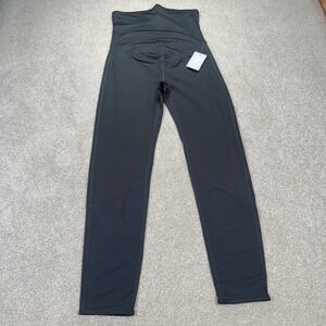 A Glow Maternity Black Active Leggings Over Belly Mesh Inset Small New RN73277